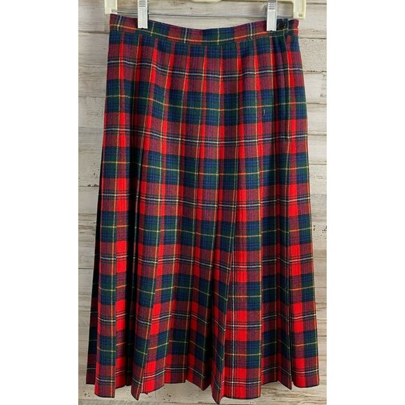 Pendleton Dresses & Skirts - Pendleton Boyd Tartan Red & Green Wool Pleated Skirt Size 10 P Made In USA Women